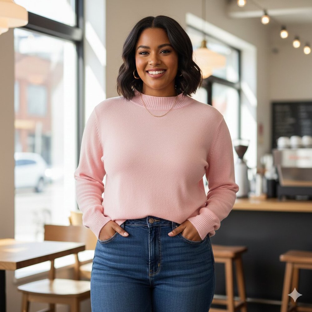 NWOT Old Navy Woman 100% Cotton Pink Soft Loose Fit Mockneck Sweater, 2X